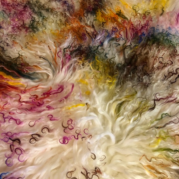 Rainbow Tibetan Lamb Rug - Picture 5 of 8